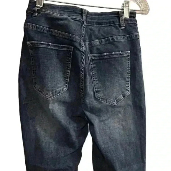 Akira Women's High Rise Skinny Jeans Sparkle Rhinestone Blue Size 9 - Picture 9 of 13